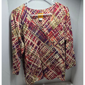 Women's Ruby Rd. XL Red Purple Abstract Tunic Top